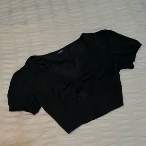 Express Black Bow Crop Top